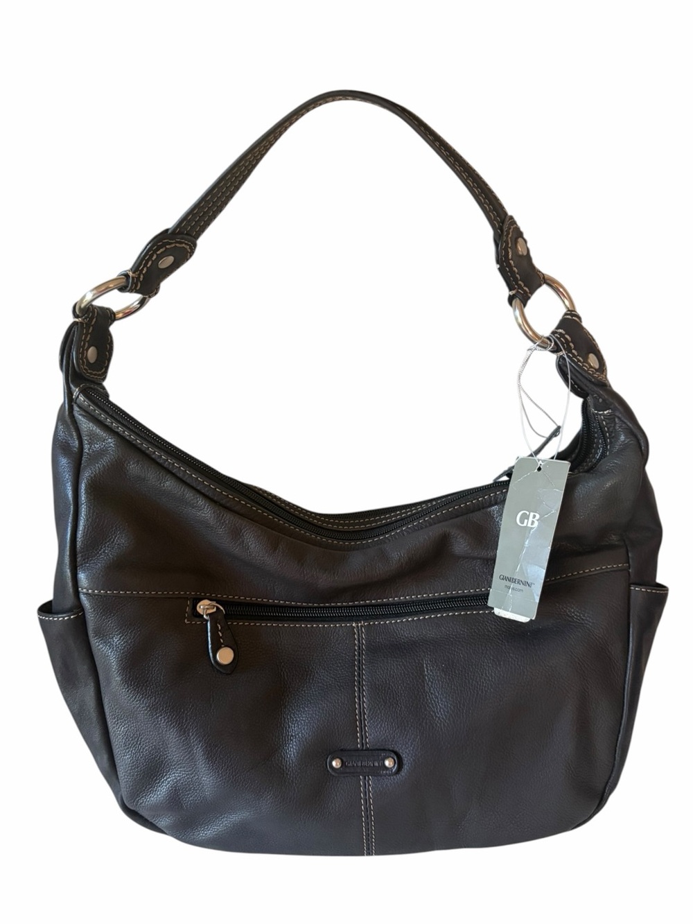 DS Gianni Bini Slouchy Hobo Classic Black Leather Shoulder Bag Y2K Grunge